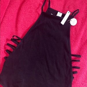 (NEVER WORN) black rib cage slit bodysuit